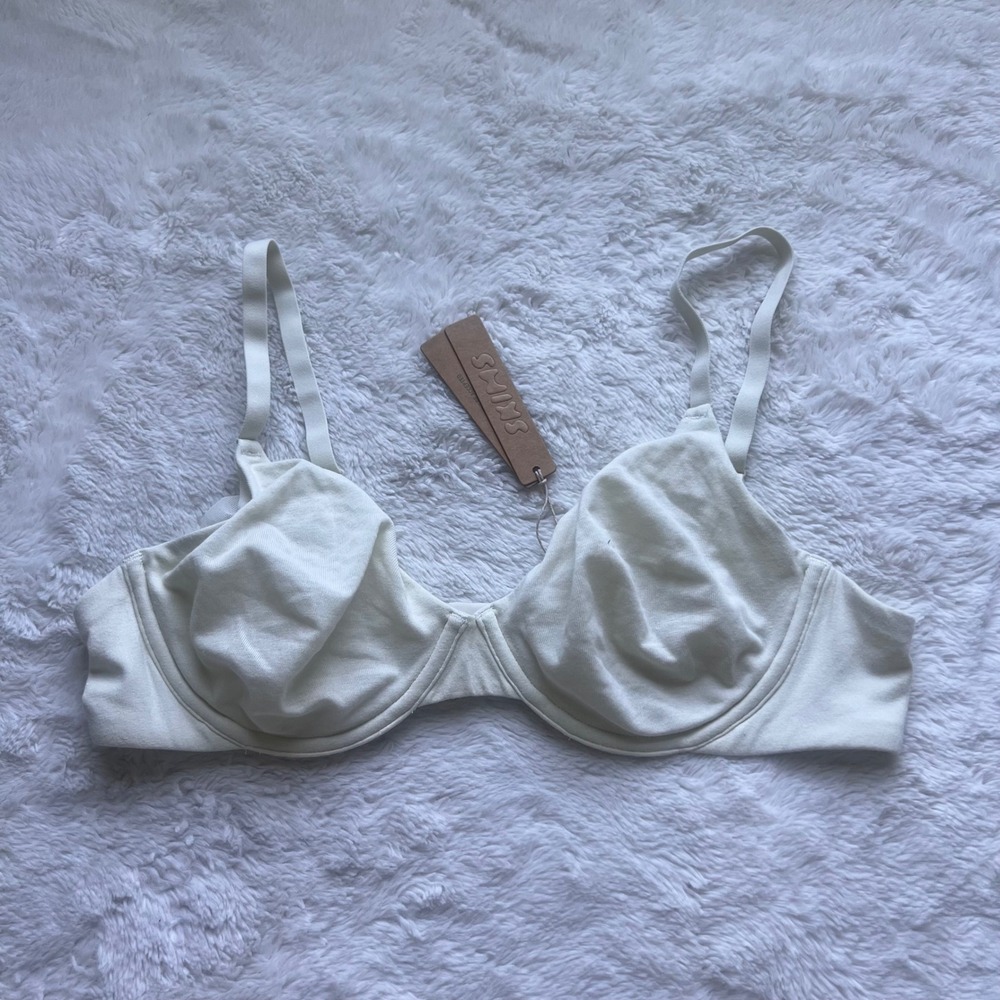SKIMS Womens Cotton Jersey Underwire Bra Bone Off White BR-UWR-0637 Size 36C NWT